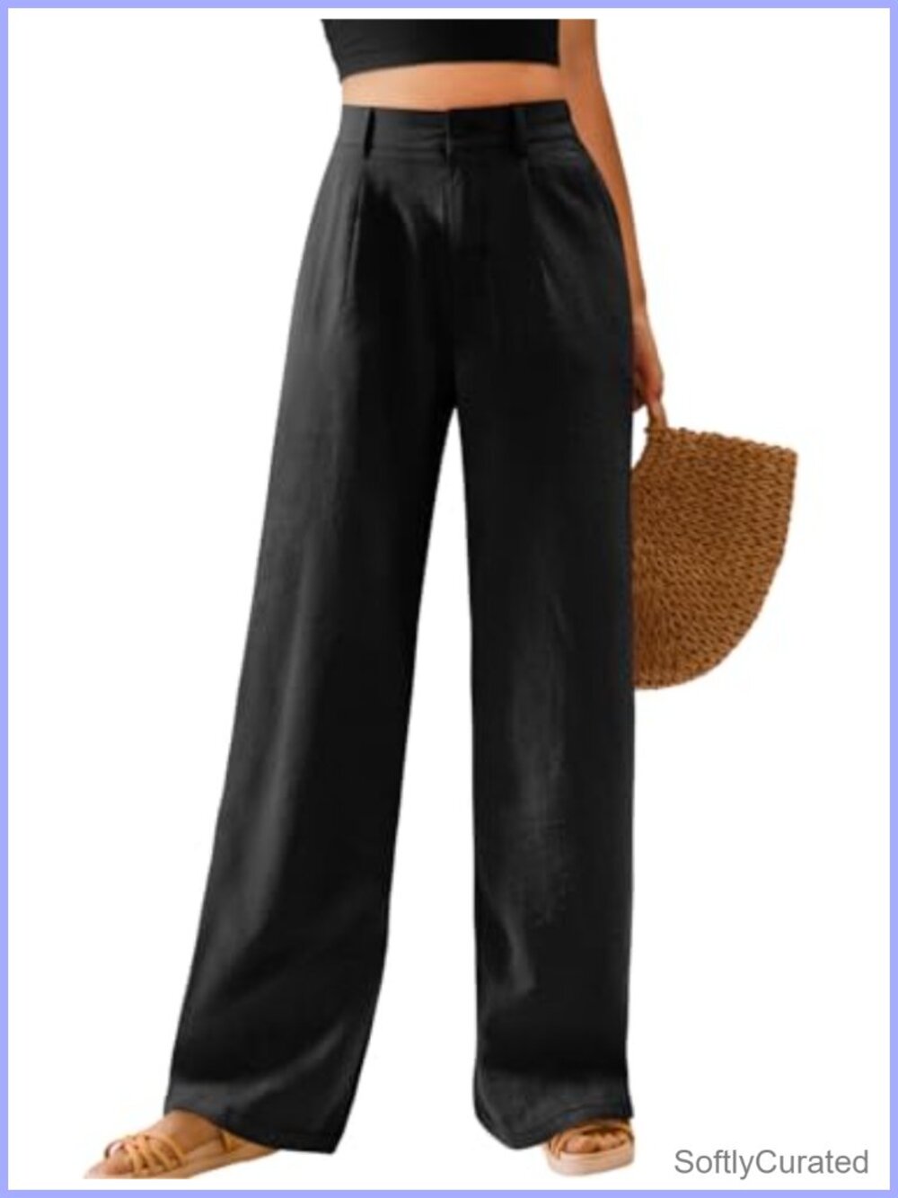 Womens High Waisted Wide Leg Palazzo Pants Button Down Loose Fit Trousers